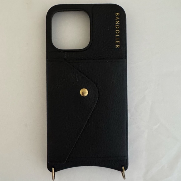 iPhone 14 Pro Max Bandolier Hailey Black Crossbody Strap and Wallet Pocket - Picture 6 of 7